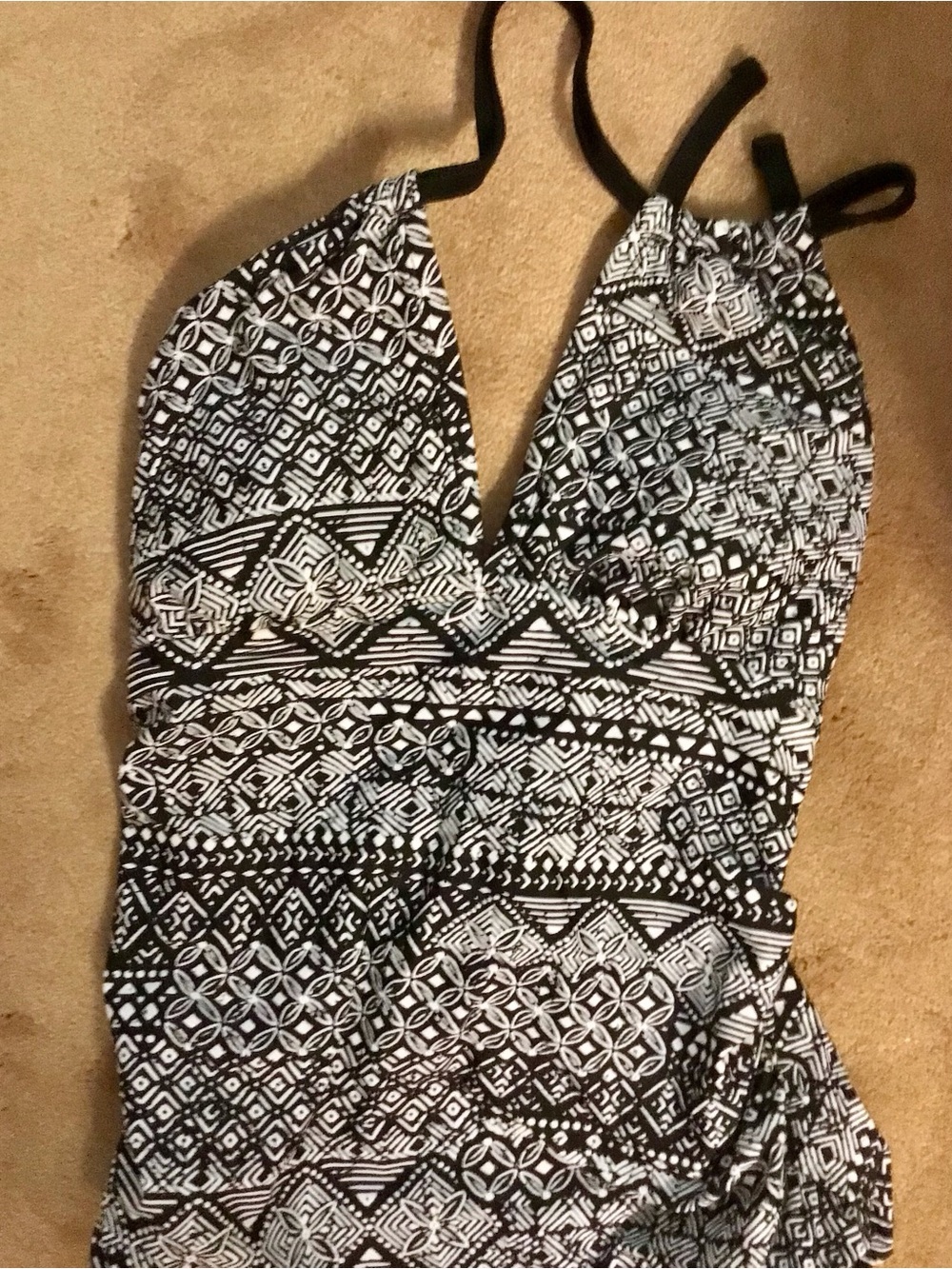 Black & White Geo Print Halter swim top
